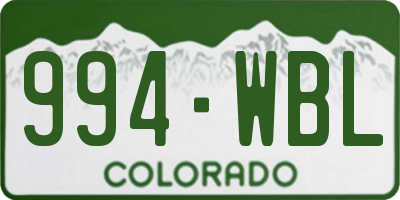 CO license plate 994WBL
