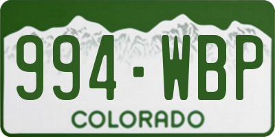 CO license plate 994WBP