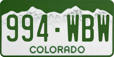 CO license plate 994WBW