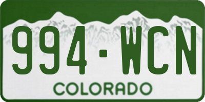 CO license plate 994WCN