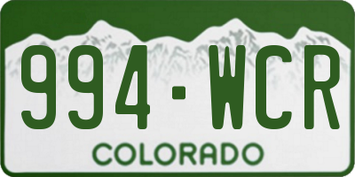 CO license plate 994WCR