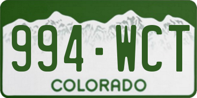 CO license plate 994WCT