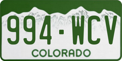 CO license plate 994WCV