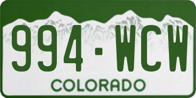 CO license plate 994WCW