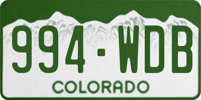 CO license plate 994WDB