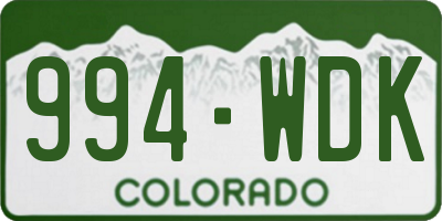 CO license plate 994WDK
