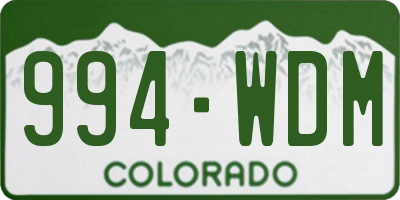 CO license plate 994WDM