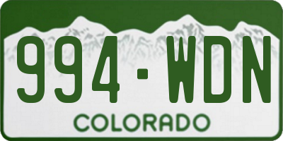 CO license plate 994WDN