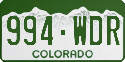 CO license plate 994WDR
