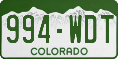 CO license plate 994WDT