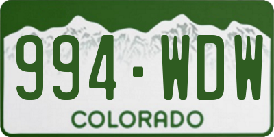 CO license plate 994WDW