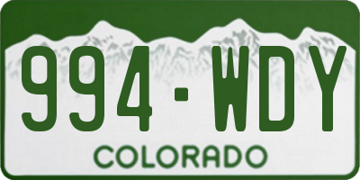 CO license plate 994WDY