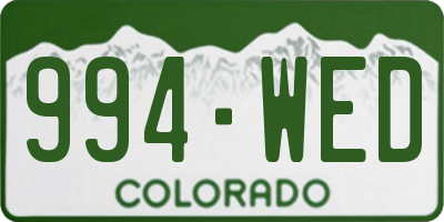 CO license plate 994WED