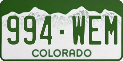 CO license plate 994WEM