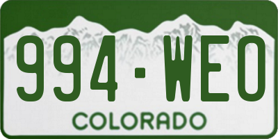 CO license plate 994WEO