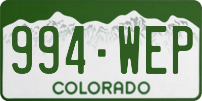 CO license plate 994WEP