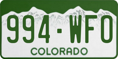 CO license plate 994WFO