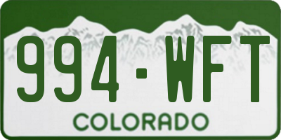 CO license plate 994WFT