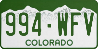 CO license plate 994WFV