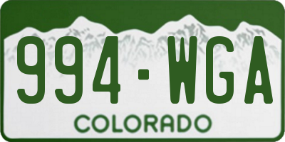 CO license plate 994WGA