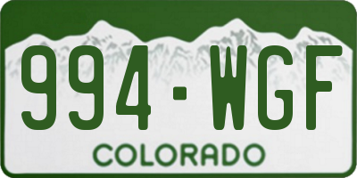 CO license plate 994WGF