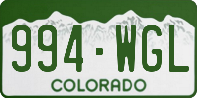 CO license plate 994WGL