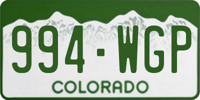 CO license plate 994WGP
