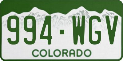CO license plate 994WGV