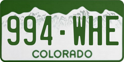CO license plate 994WHE