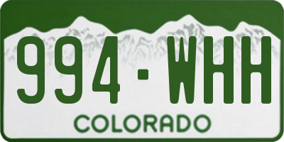 CO license plate 994WHH