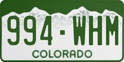 CO license plate 994WHM