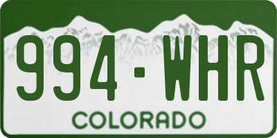 CO license plate 994WHR