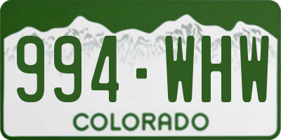 CO license plate 994WHW