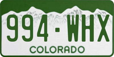 CO license plate 994WHX