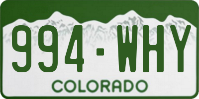 CO license plate 994WHY