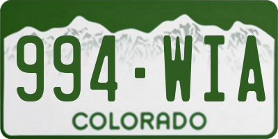 CO license plate 994WIA