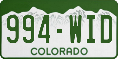 CO license plate 994WID