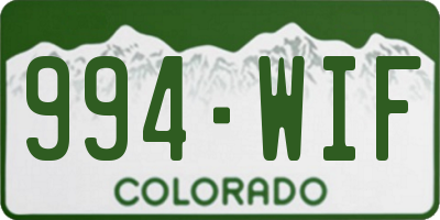 CO license plate 994WIF