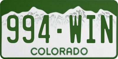 CO license plate 994WIN