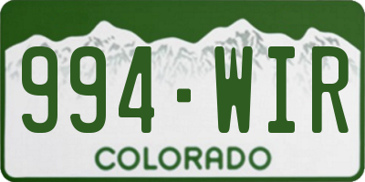CO license plate 994WIR