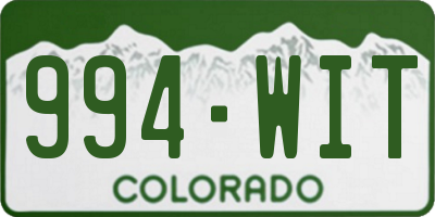 CO license plate 994WIT