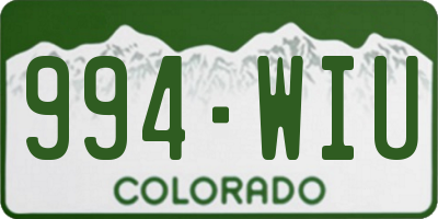 CO license plate 994WIU