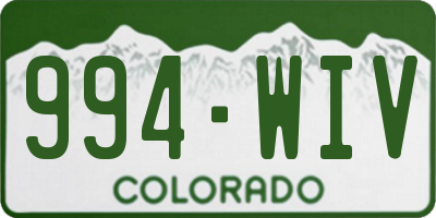 CO license plate 994WIV