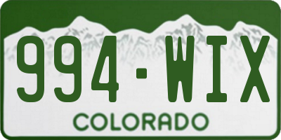 CO license plate 994WIX