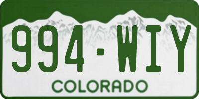 CO license plate 994WIY