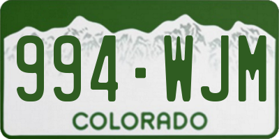 CO license plate 994WJM