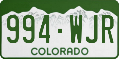 CO license plate 994WJR