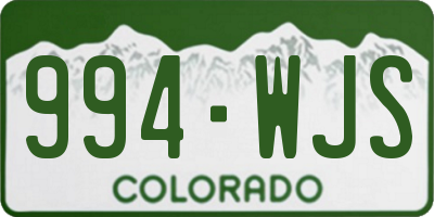 CO license plate 994WJS