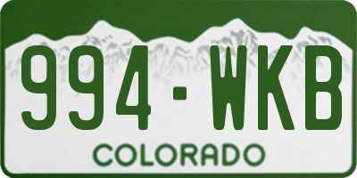 CO license plate 994WKB