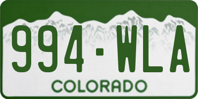 CO license plate 994WLA
